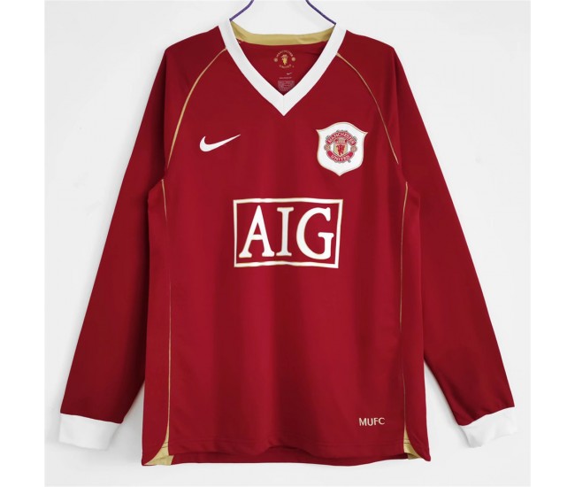 Manchester United FC 2006-2007 Long Sleeve Home Retro Jersey