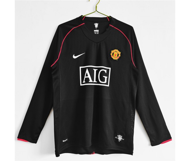 Manchester United FC 2007-2008 Long Sleeve Away Retro Jersey