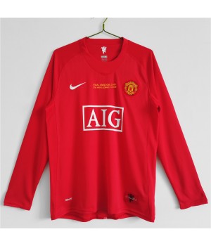 Manchester United FC 2007-2008 Euro Long Sleeve Home Retro Jersey