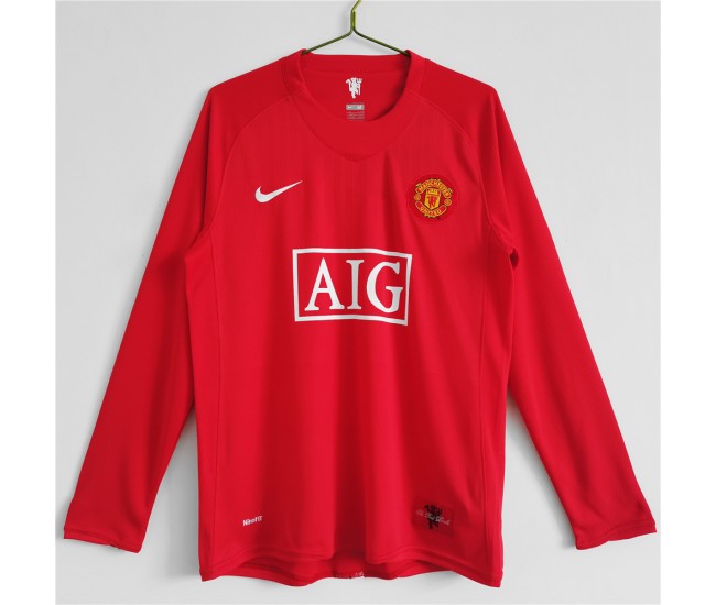 Manchester United FC 2007-2008 Long Sleeve Home Retro Jersey