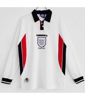 England 1998 Long Sleeve Home Retro Jersey