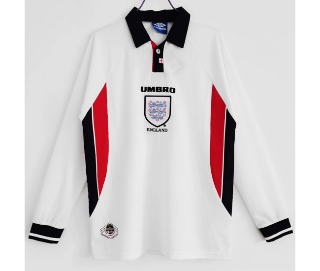 England 1998 Long Sleeve Home Retro Jersey