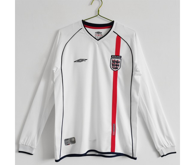 England 2002 Long Sleeve Home Retro Jersey