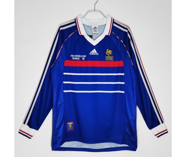 France 1998 Long Sleeve Home Retro Jersey